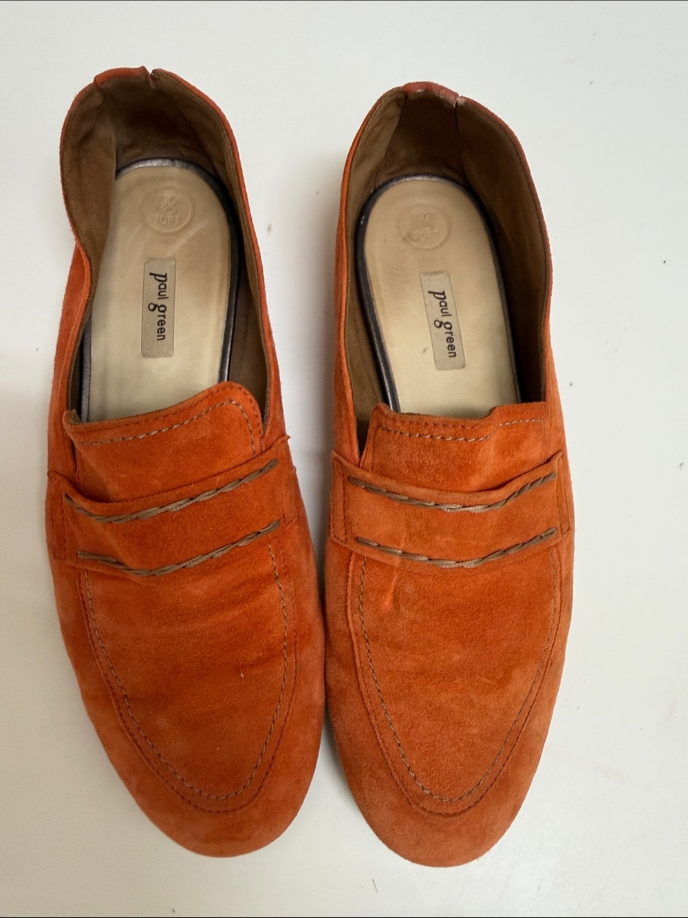 Paul Green Orange Suede Penny Loafers